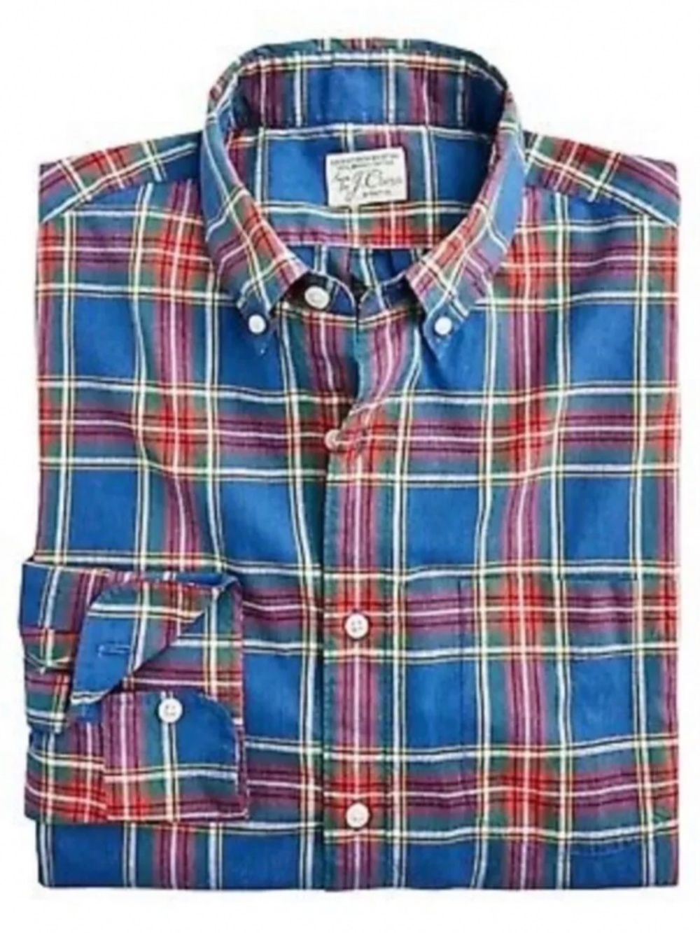 J. Crew Slim Untucked Stretch Secret Wash Plaid Button Down Shirt Organic Cotton